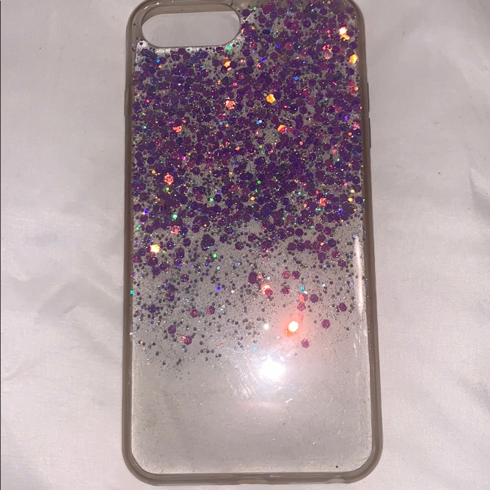 iPhone plus case glitter sparkly clear pink purple